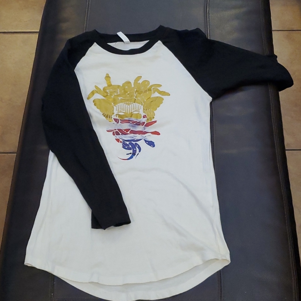 Crooks & Castles baseball tee with Medusa logo